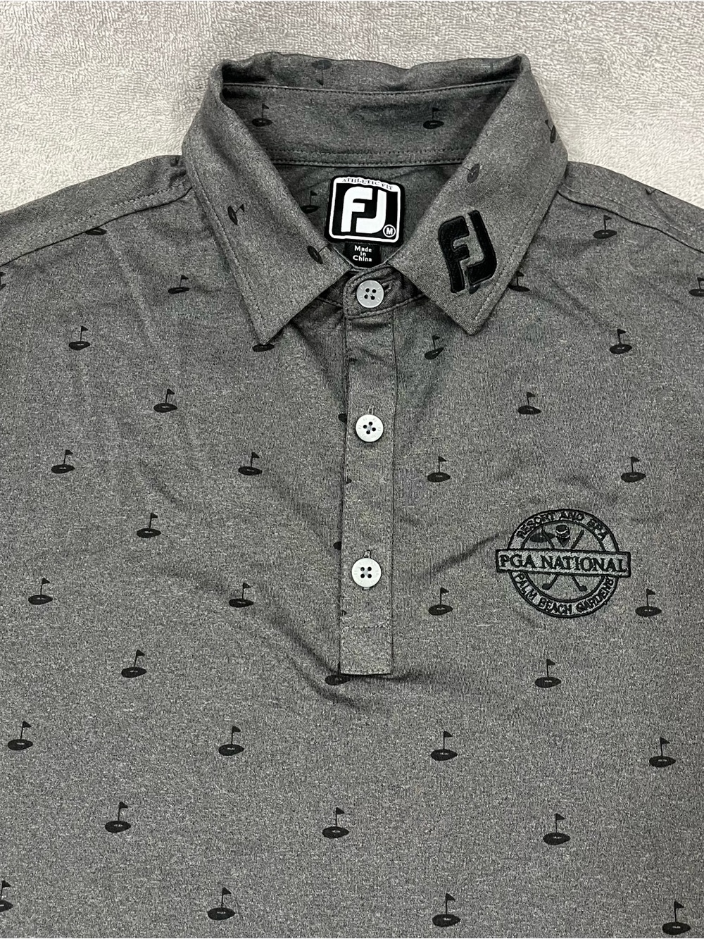 Footjoy FJ Pro Tour Polo Golf Shirt Mens Medium Athletic Fit PGA National AOP